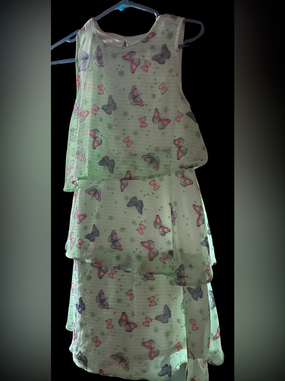 wonder nation Mint Green Layered Dress with Pink & Purple Butterflies